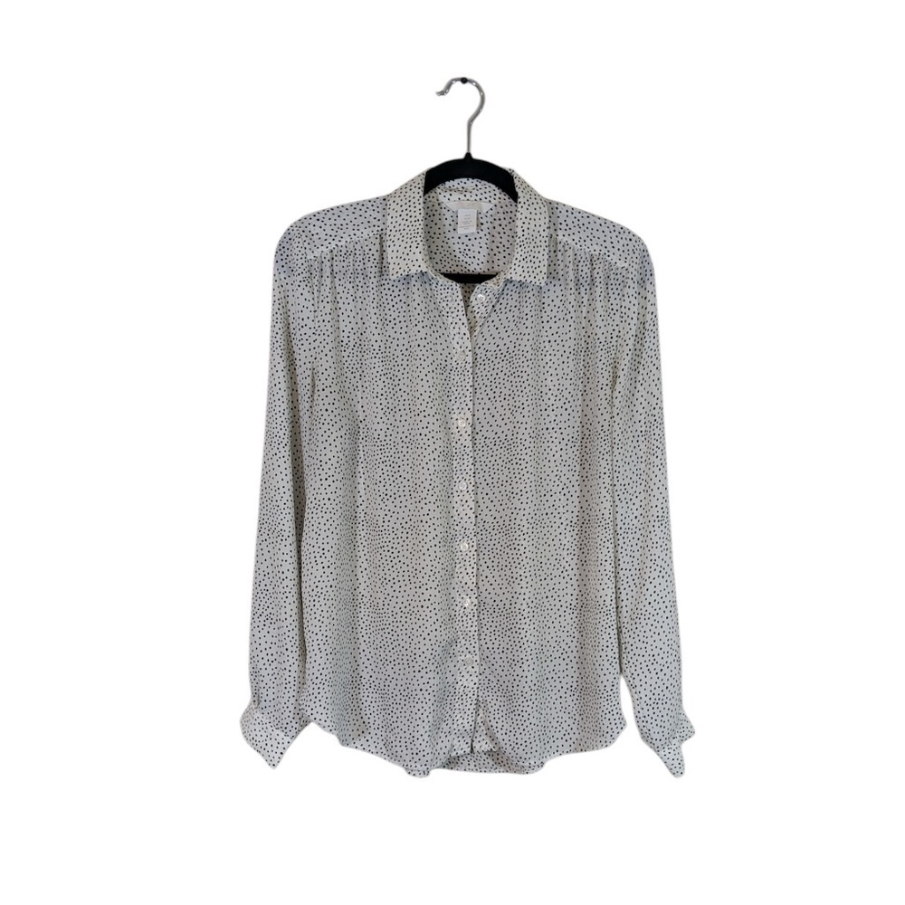 H&M Black & White Women’s Polka Dot Button Down Top Size 8